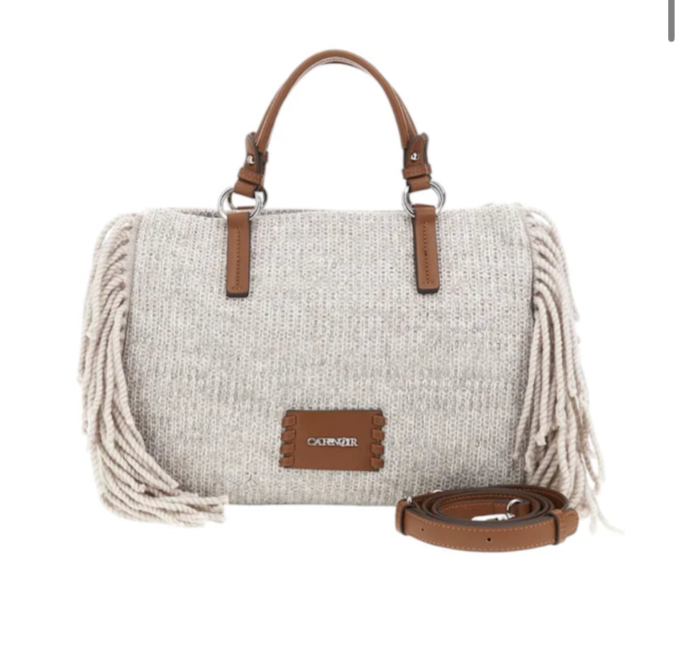 Borsa con frange di lana